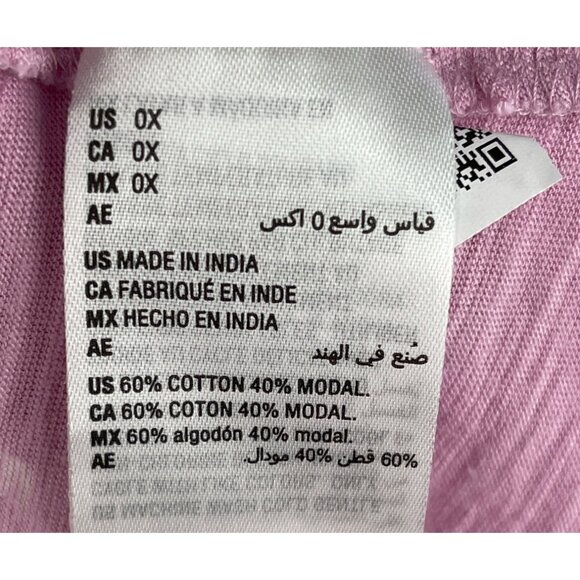 Style & Co. Womens Size OX Millie Pink Knit Top Floral V-Neck 3/4 Sleeve - Picture 9 of 9